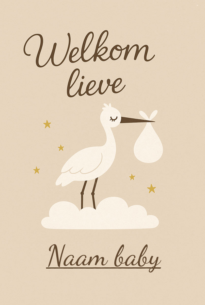 Welkom lieve baby beige kaart
