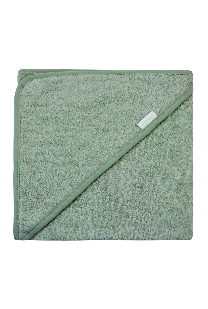 Mister Needle Badcape geborduurd kraamcadeau stone green