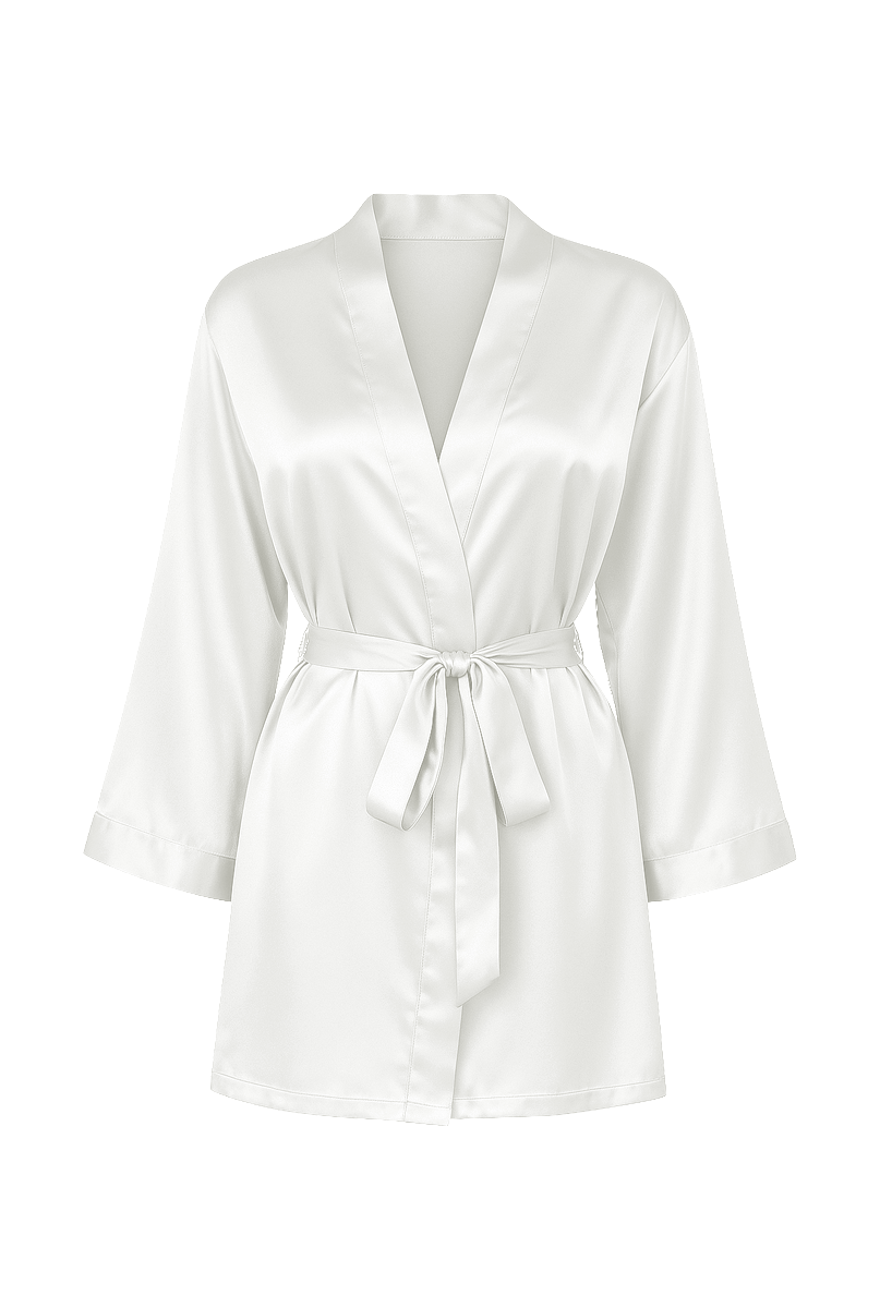 Kimono ochtendjas Bride Brdesmaid geborduurd met naam Mister Needle wit