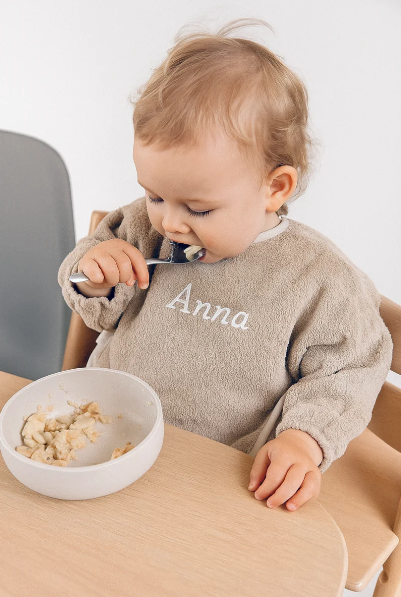 Mister Needle Mouwslab eten cadeau kraamcadeau naam gepersonaliseerd baby en kind