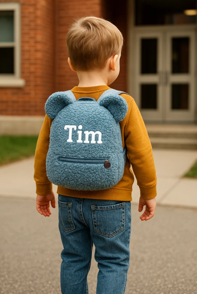 Teddy Rugzak Mister Needle kindercadeau met naam gepersonaliseerd baby en kind