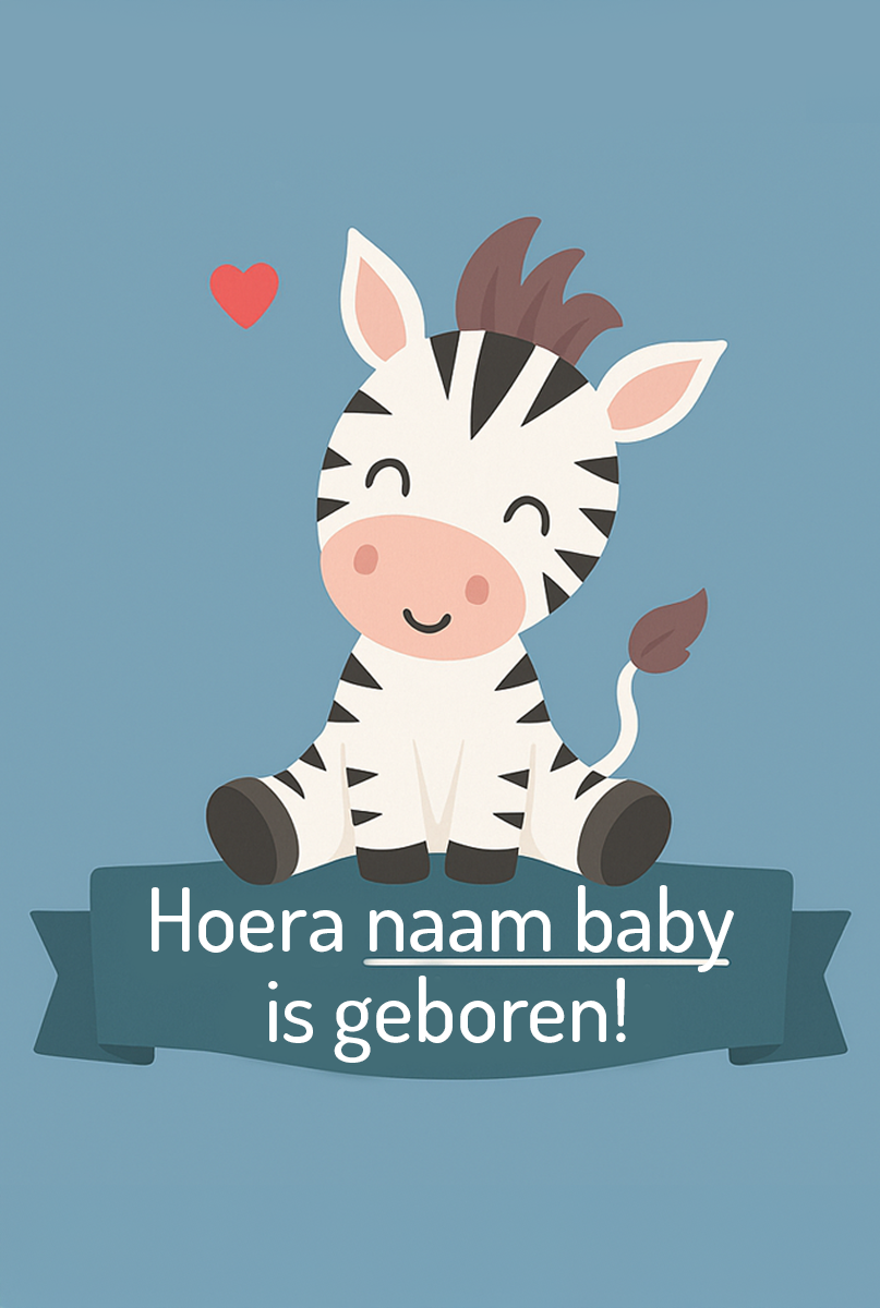 Geboortekaart Hoera Baby geboren blauwe kaart Mister Needle