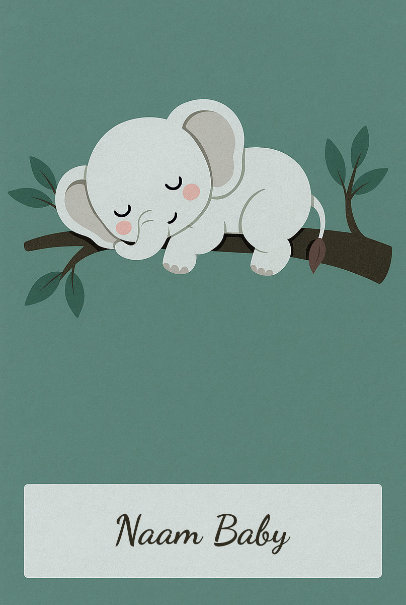 Geboortekaart Olifant Green Stone kaart Mister Needle