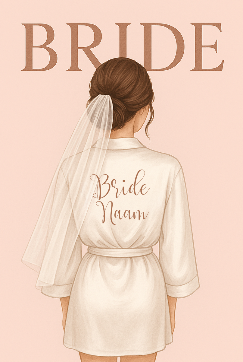 Huwelijks kaart Bride Ochtendjas Mister Needle